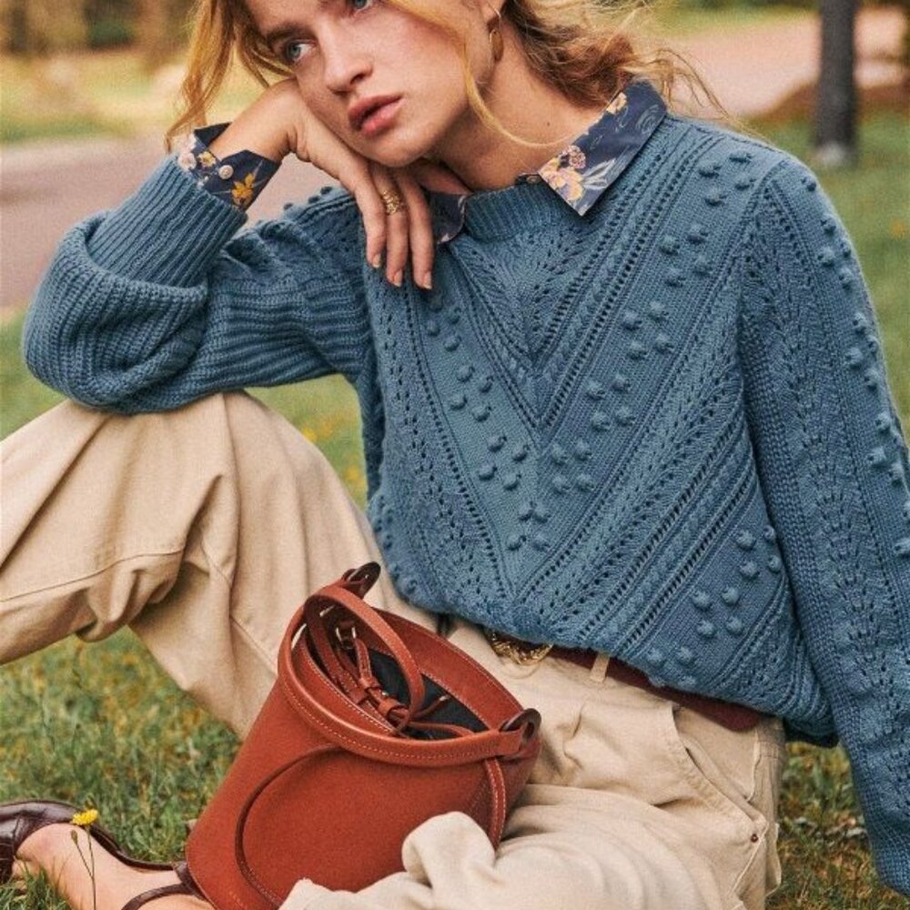 Sézane Solal Sweater, Vintage Blue (S)